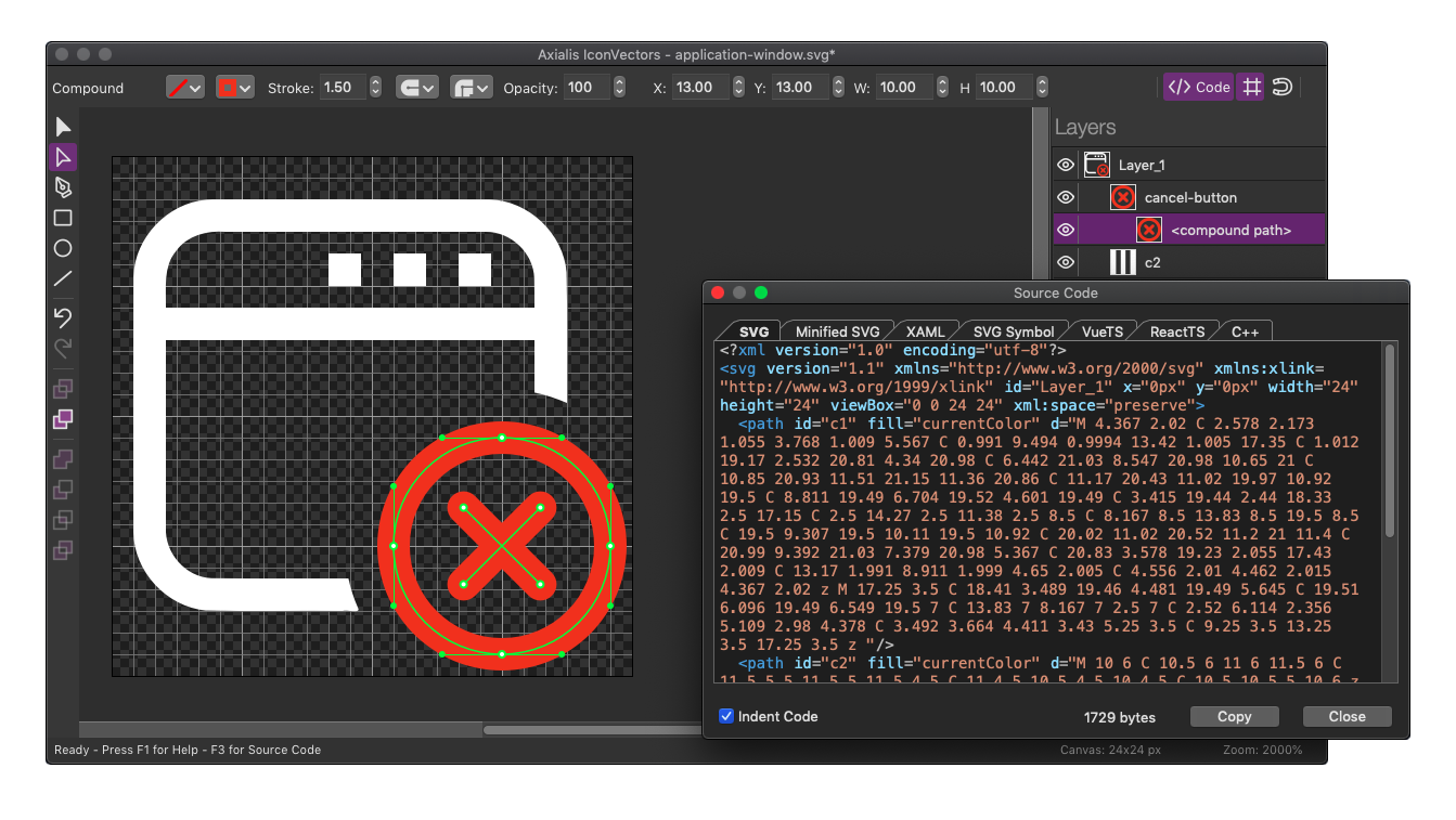 IconVectors Interface on macOS