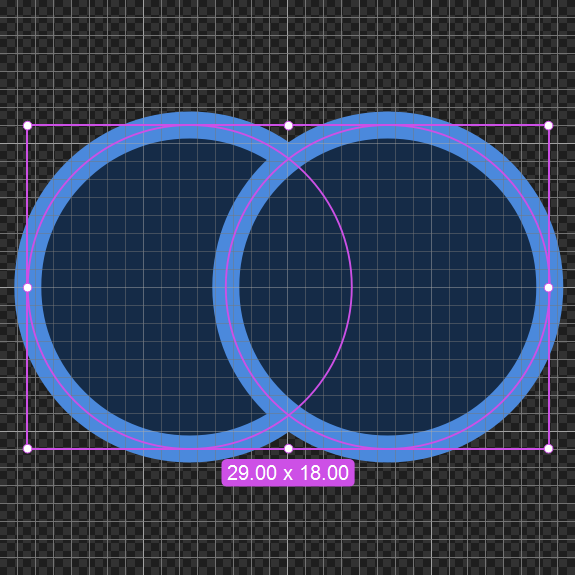 Two ellipses selected before applying a boolean operation
