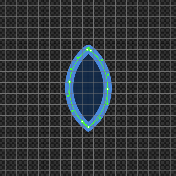 Result of applying the intersect boolean operation to two ellipses