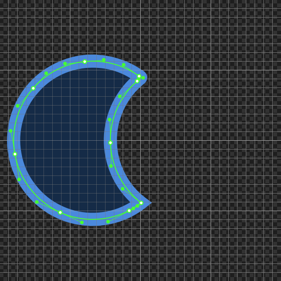 Result of applying the substract boolean operation to two ellipses
