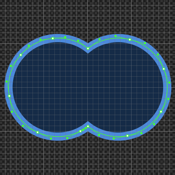 Result of applying the union boolean operation to two ellipses
