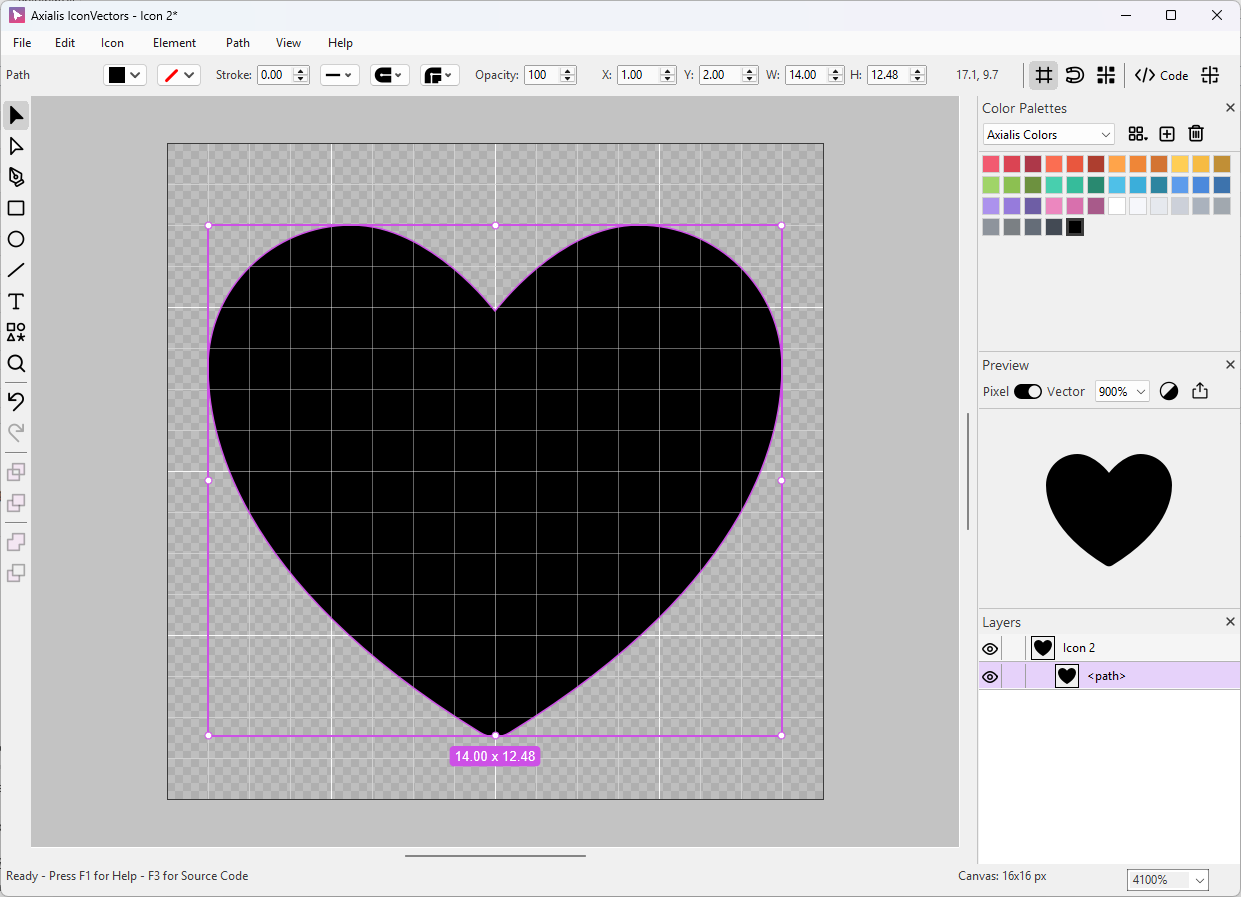 A single-layer, 100% black logo glyph on a transparent 16x16 canvas in IconVectors, prepared as a Safari mask-icon template