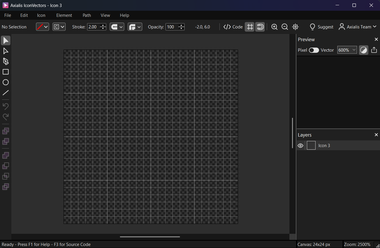 An icon prepared on a 24×24 grid in IconVectors